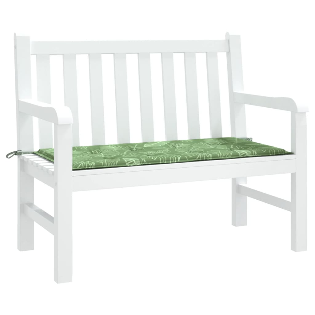 vidaXL Coussin de banc de jardin motif de feuilles 100x50x3 cm
