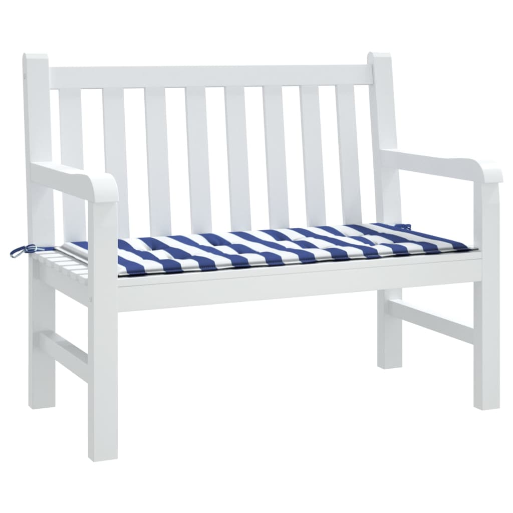 vidaXL Coussin de banc de jardin rayures bleues et blanches 120x50x3cm