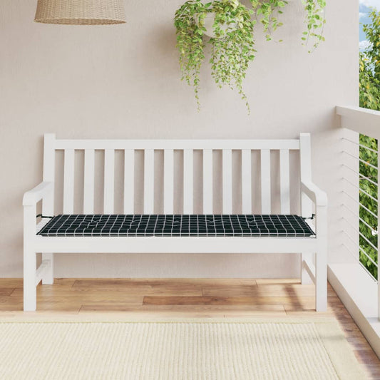 vidaXL Coussin de banc de jardin carreaux noir 150x50x3cm tissu oxford