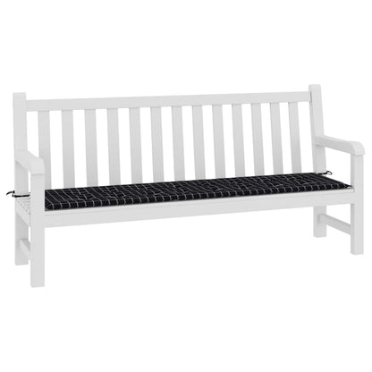 vidaXL Coussin de banc de jardin carreaux noir 200x50x3 cm tissu