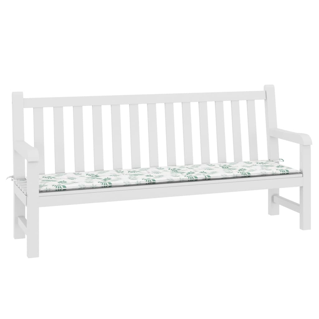 vidaXL Coussin de banc de jardin motif de feuilles 200x50x3 cm tissu