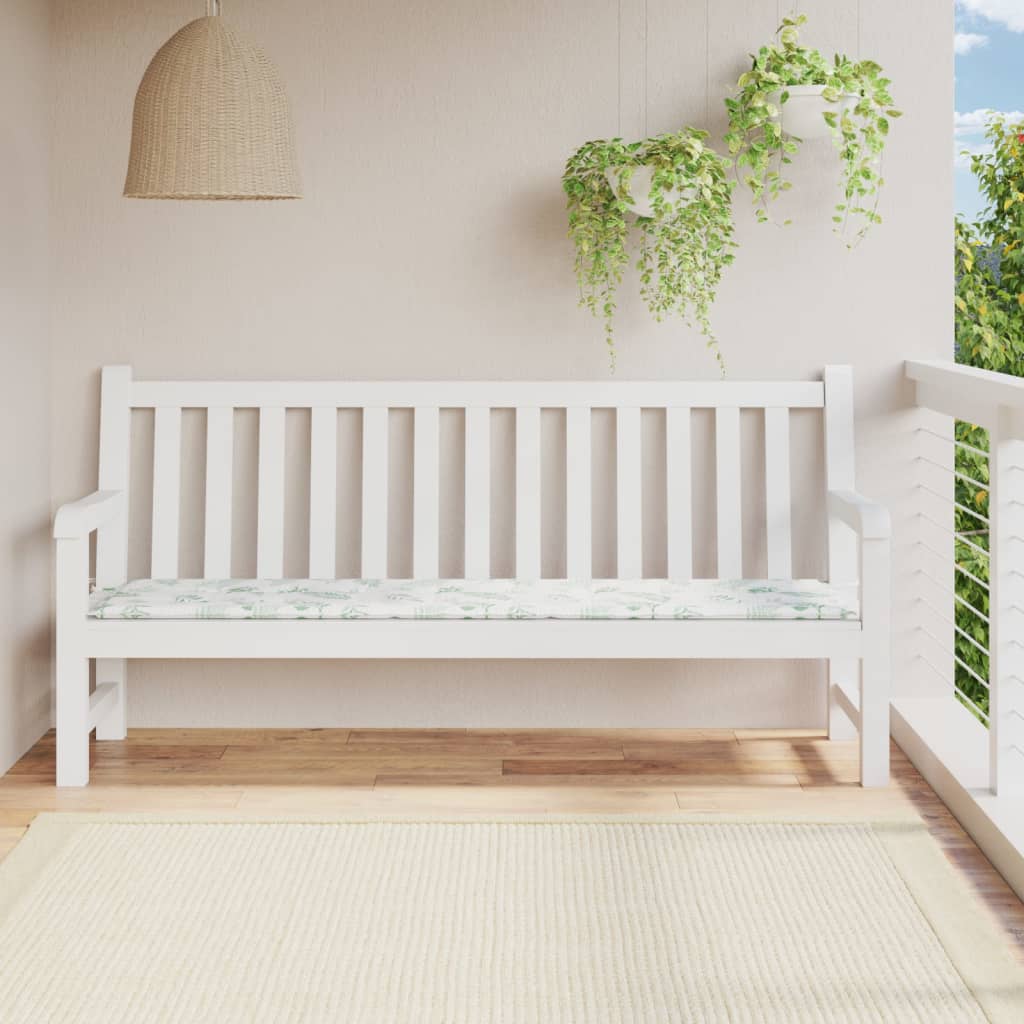 vidaXL Coussin de banc de jardin motif de feuilles 200x50x3 cm tissu