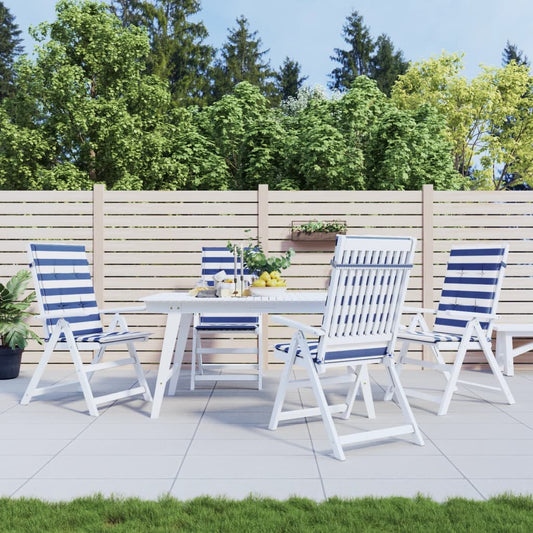 vidaXL Coussins de chaise à dossier haut 4pcs rayures bleu/blanc tissu