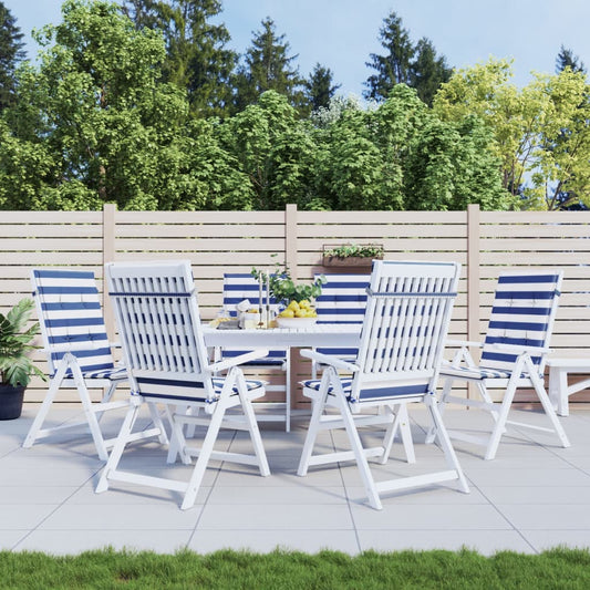 vidaXL Coussins de chaise à dossier haut 6pcs rayures bleu/blanc tissu