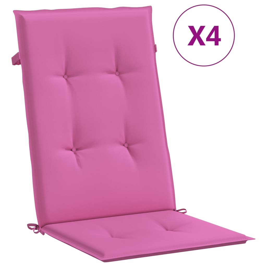 vidaXL Coussins de chaise à dossier haut 4 pcs rose tissu