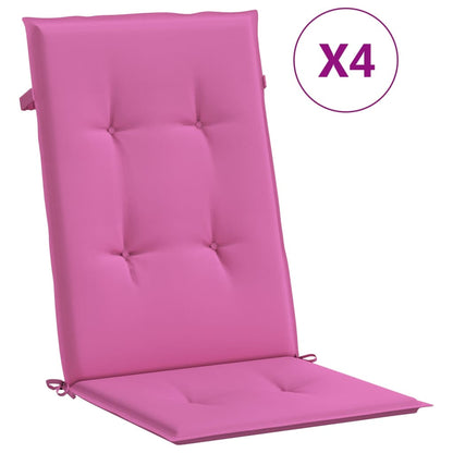 vidaXL Coussins de chaise à dossier haut 4 pcs rose tissu