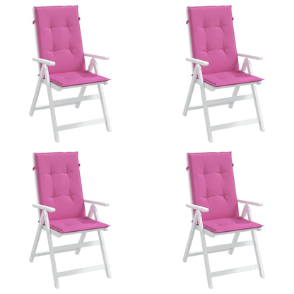 vidaXL Coussins de chaise à dossier haut 4 pcs rose tissu