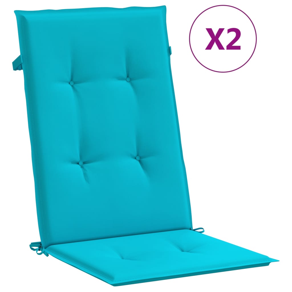 vidaXL Coussins de chaise à dossier haut 2 pcs turquoise tissu