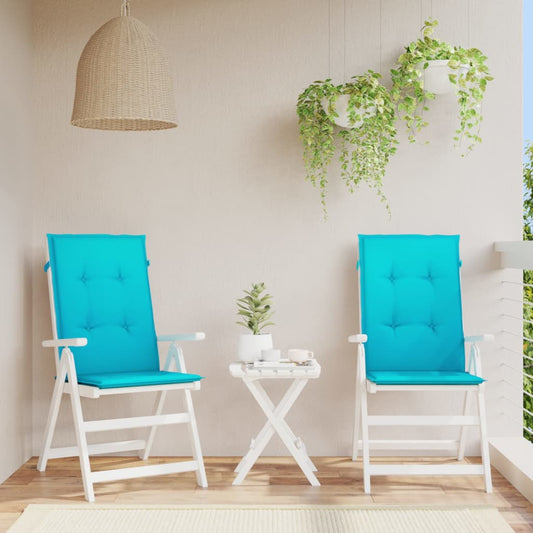 vidaXL Coussins de chaise à dossier haut 2 pcs turquoise tissu