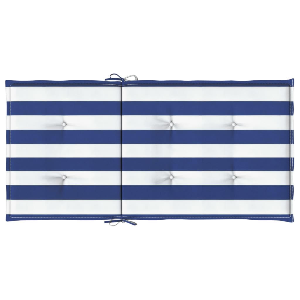 vidaXL Coussins de chaise à dossier bas lot de 4 rayures bleu et blanc