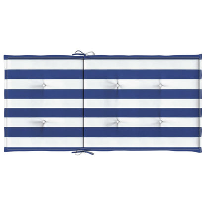 vidaXL Coussins de chaise à dossier bas lot de 4 rayures bleu et blanc