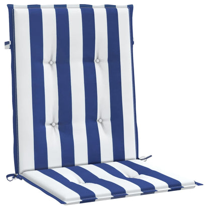 vidaXL Coussins de chaise à dossier bas lot de 6 rayures bleu et blanc