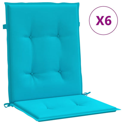 vidaXL Coussins de chaise à dossier bas 6 pcs turquoise tissu