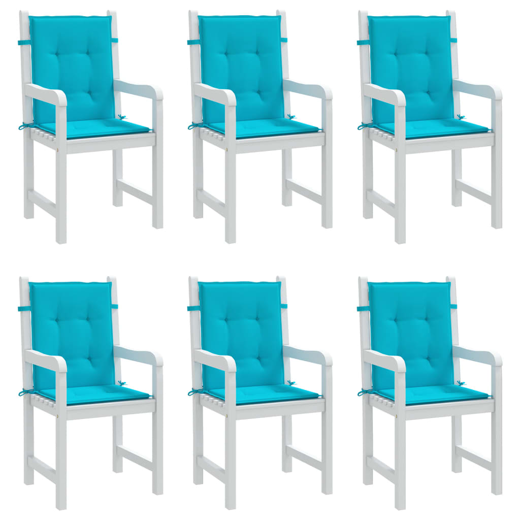 vidaXL Coussins de chaise à dossier bas 6 pcs turquoise tissu