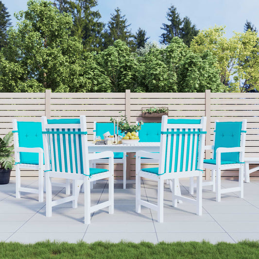 vidaXL Coussins de chaise à dossier bas 6 pcs turquoise tissu