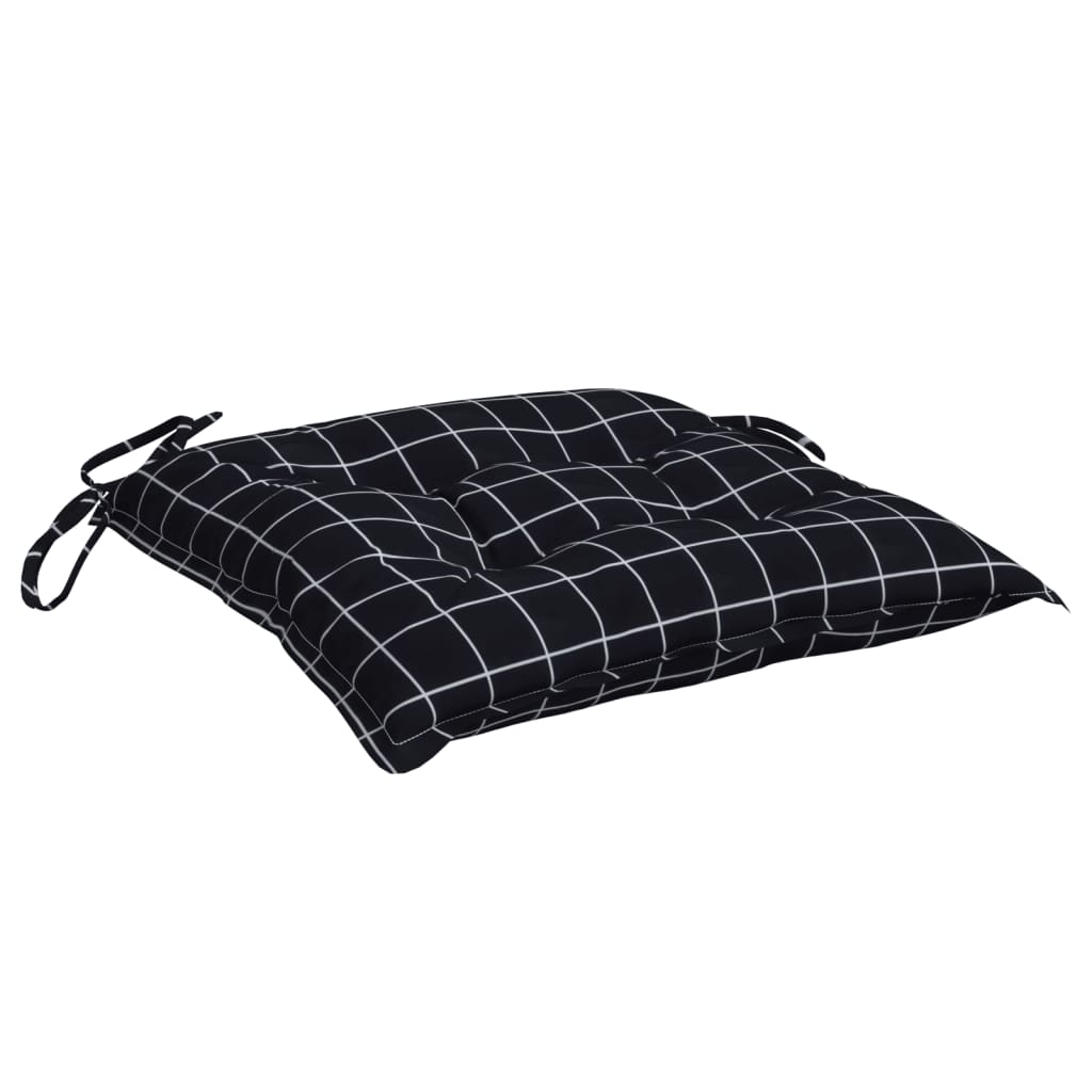 vidaXL Coussins de chaise 4 pcs carreaux noir 40x40x7 cm tissu