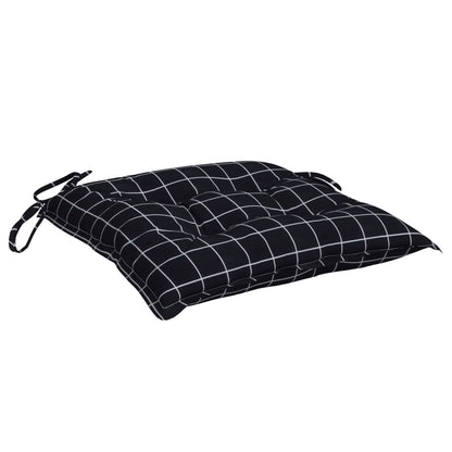 vidaXL Coussins de chaise 4 pcs carreaux noir 40x40x7 cm tissu