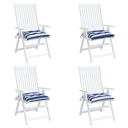 vidaXL Coussins de chaise 4 pcs rayures bleues et blanches 50x50x7 cm