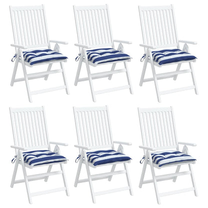 vidaXL Coussins de chaise 6 pcs rayures bleues et blanches 50x50x7 cm