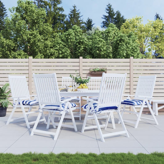 vidaXL Coussins de chaise 6 pcs rayures bleues et blanches 50x50x7 cm