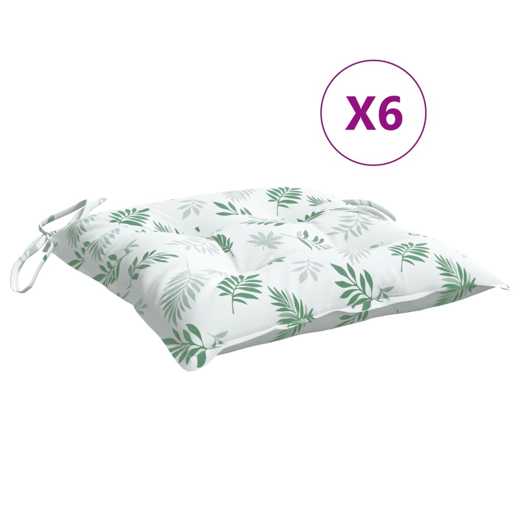 vidaXL Coussins de chaise 6 pcs à motif de feuilles 50x50x7 cm