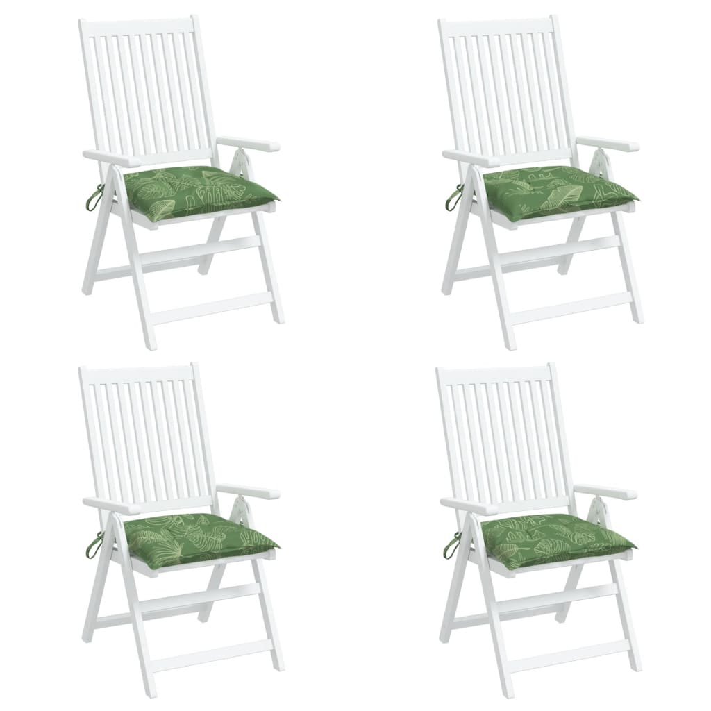 vidaXL Coussins de chaise 4 pcs à motif de feuilles 50x50x7 cm tissu