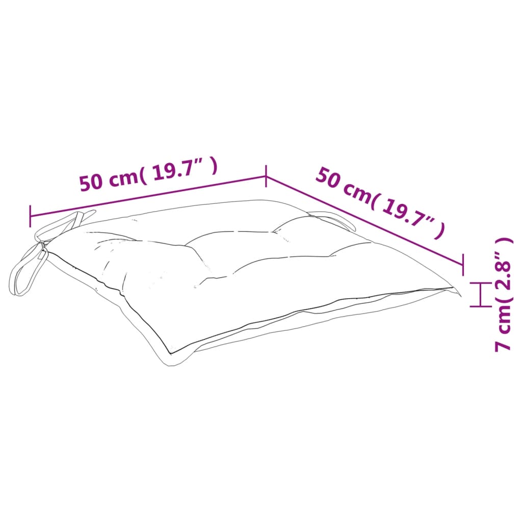 vidaXL Coussins de chaise 4 pcs à motif de feuilles 50x50x7 cm tissu
