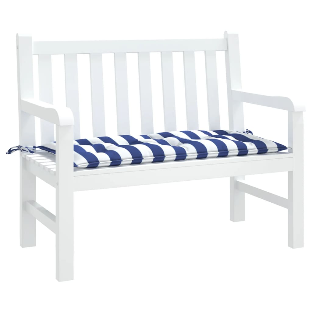 vidaXL Coussin de banc de jardin rayures bleues et blanches 100x50x7cm