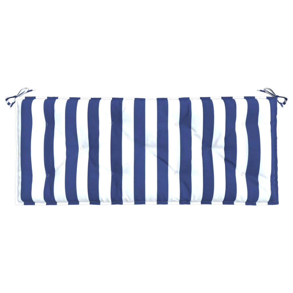 vidaXL Coussin de banc de jardin rayures bleues et blanches 120x50x7cm