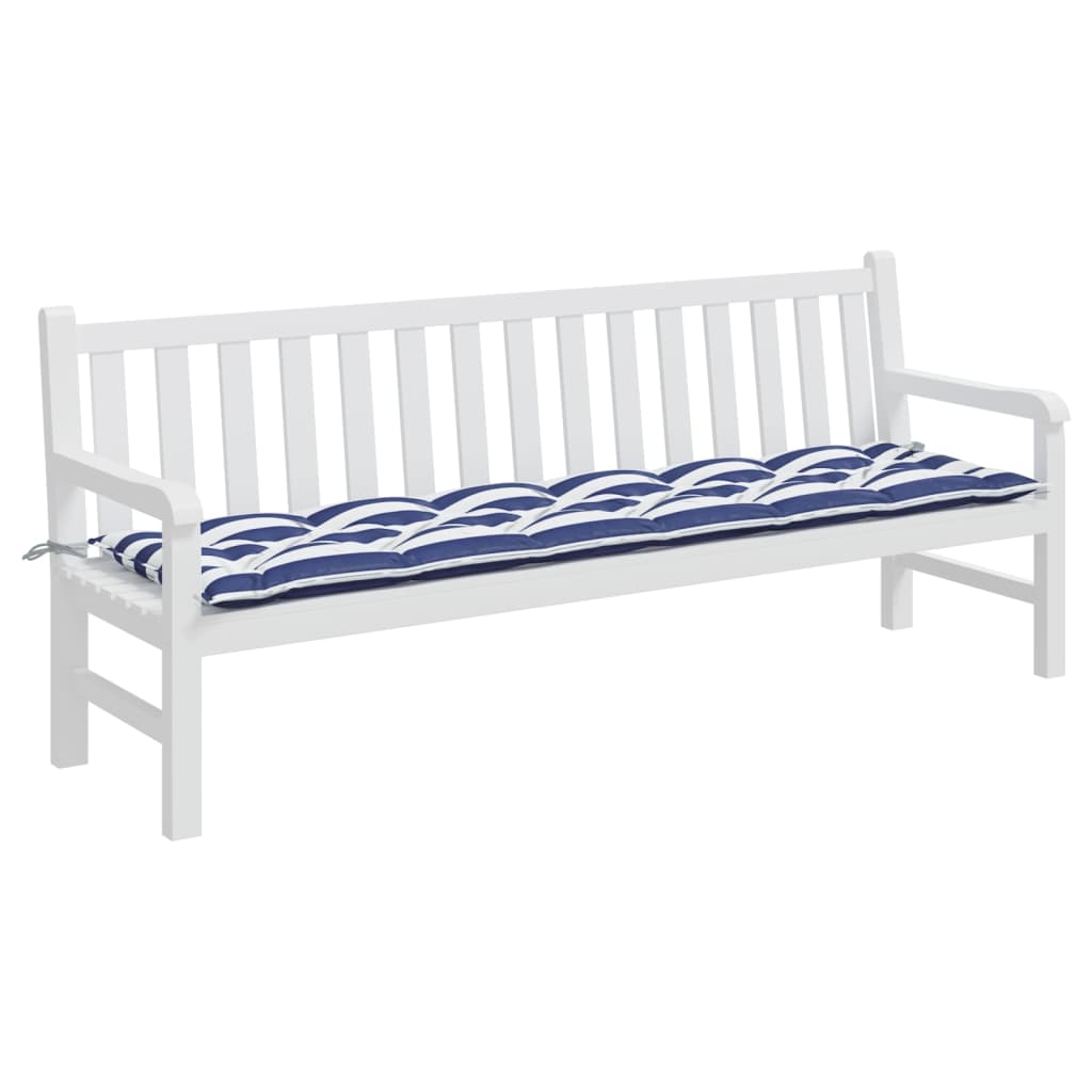 vidaXL Coussin de banc de jardin rayures bleues et blanches 200x50x7cm