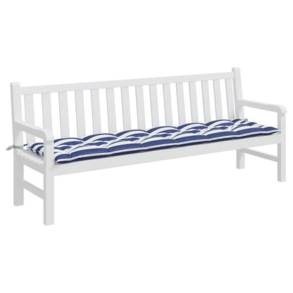 vidaXL Coussin de banc de jardin rayures bleues et blanches 200x50x7cm