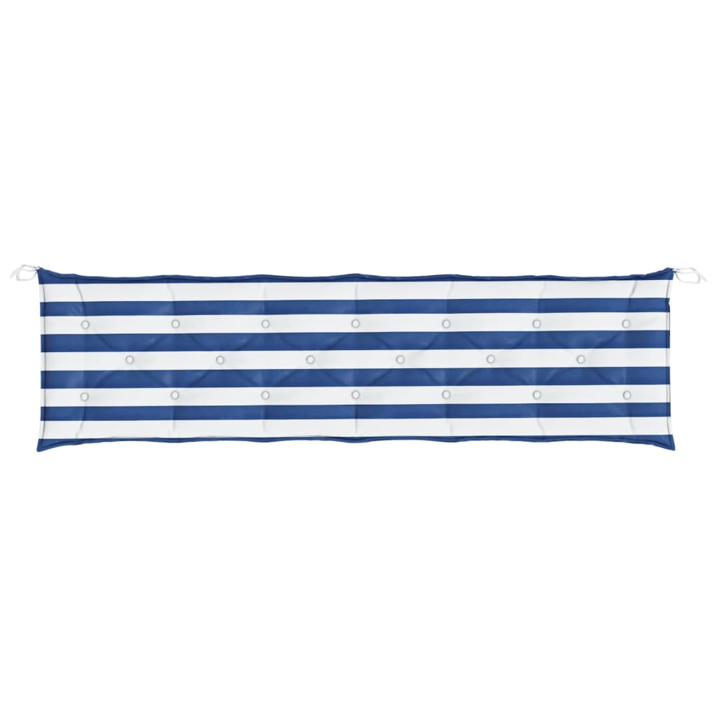 vidaXL Coussin de banc de jardin rayures bleues et blanches 200x50x7cm