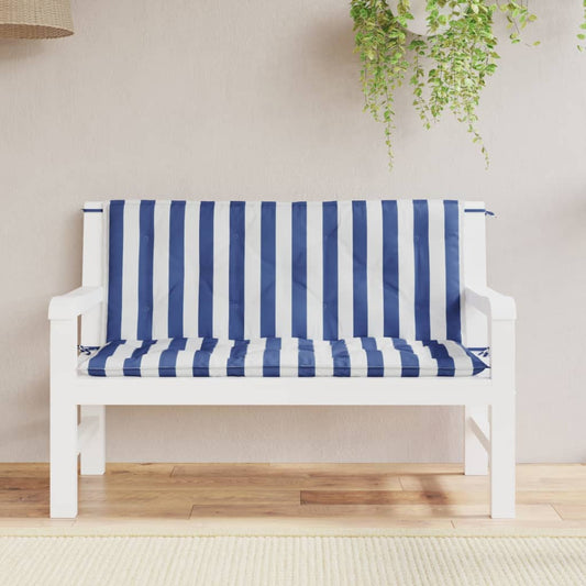 vidaXL Coussins de banc de jardin lot de 2 rayures bleues et blanches