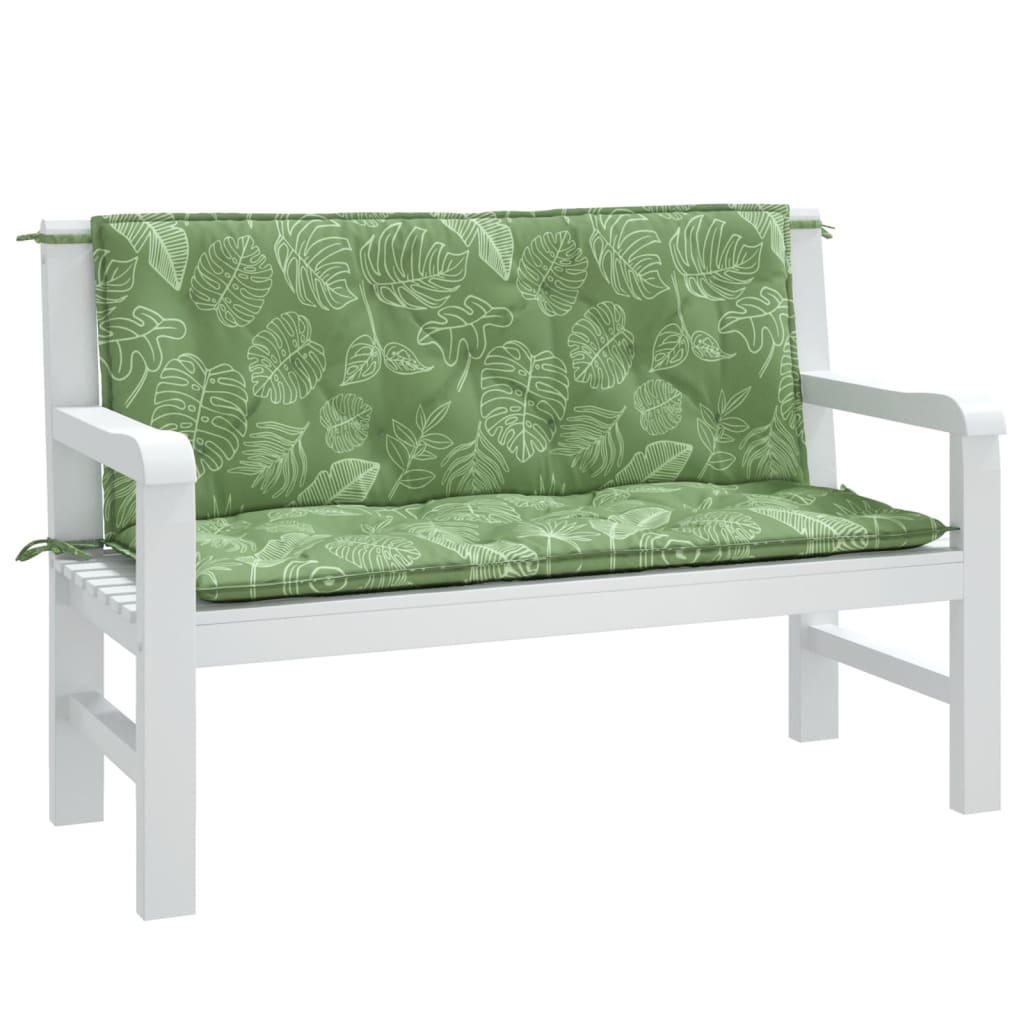 vidaXL Coussins de banc de jardin lot de 2 motif de feuilles tissu