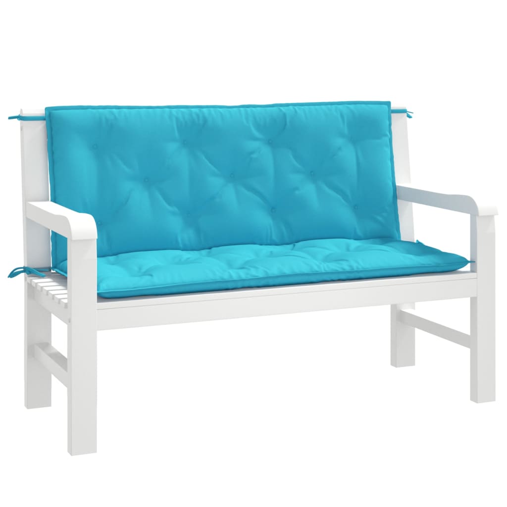 vidaXL Coussins de banc de jardin lot de 2 turquoise 120x50x7 cm tissu