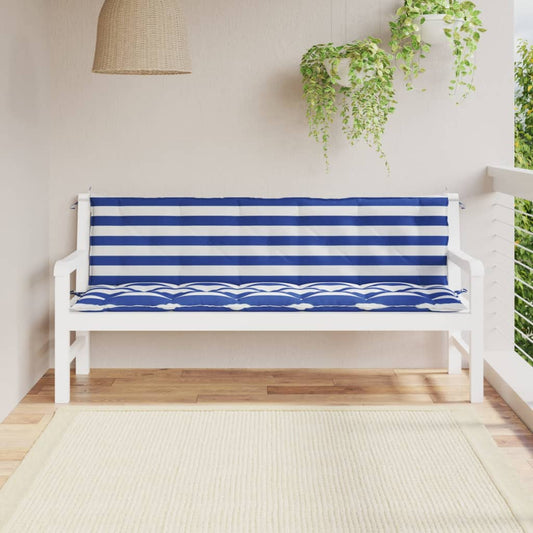vidaXL Coussins de banc de jardin 2 pcs rayures bleues/blanches