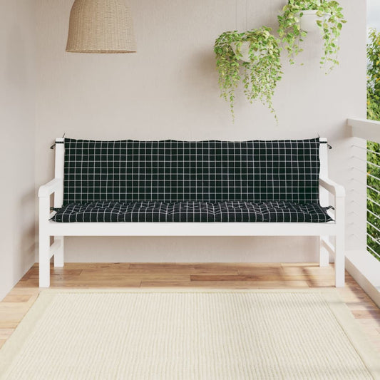 vidaXL Coussins de banc de jardin 2 pcs motif à carreaux noir