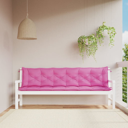vidaXL Coussins de banc de jardin lot de 2 rose 200x50x7 cm tissu