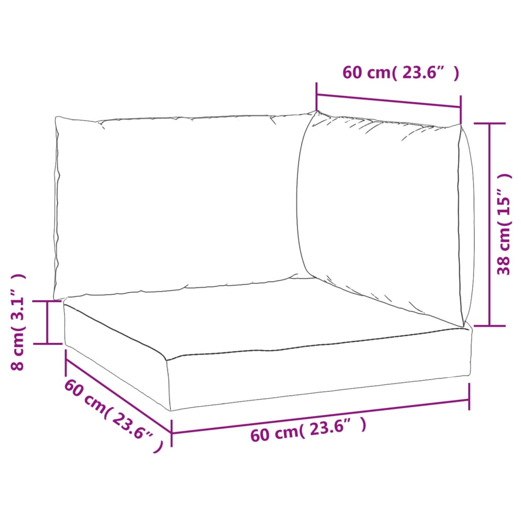 vidaXL Coussins de palette 3 pcs rose tissu Oxford