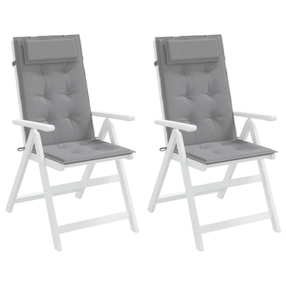 vidaXL Coussins de chaise à dossier haut lot de 2 gris tissu oxford