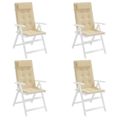 vidaXL Coussins de chaise à dossier haut lot de 4 beige tissu oxford