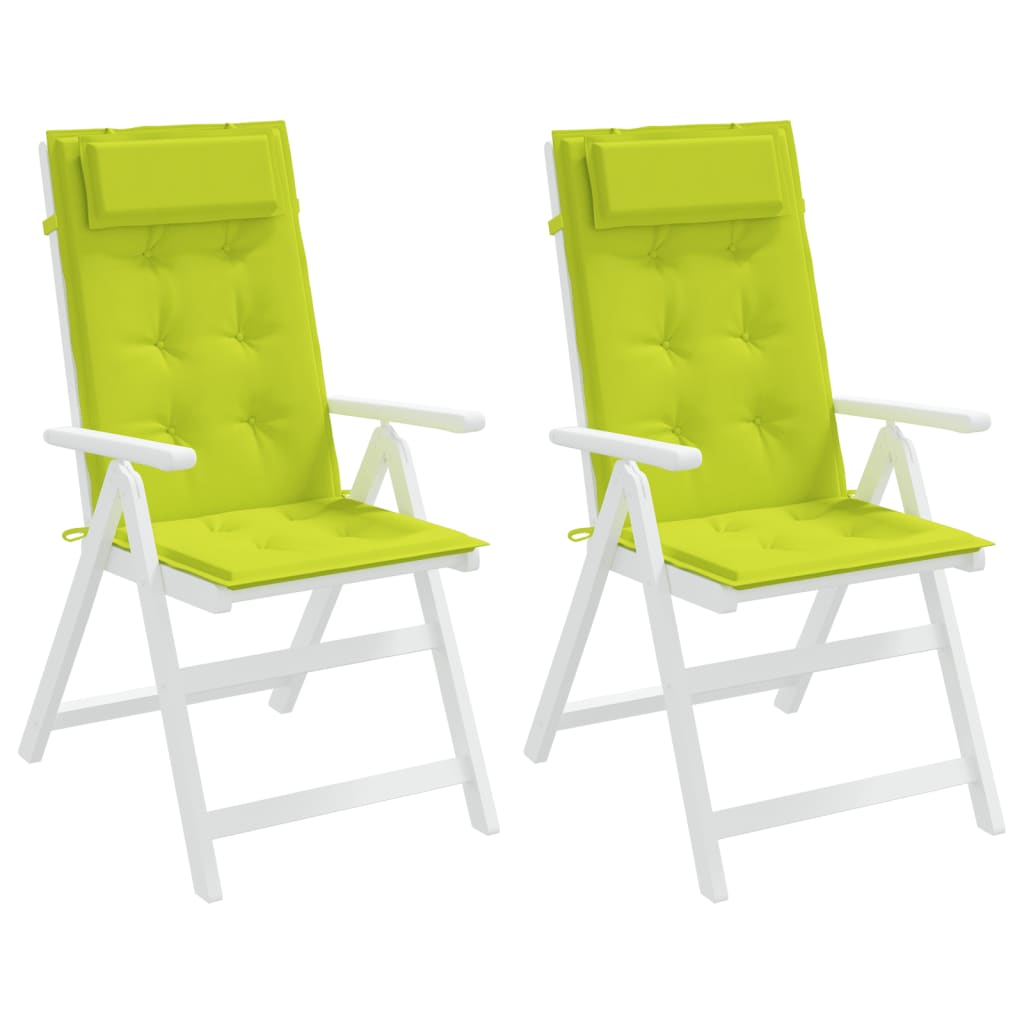 vidaXL Coussins de chaise à dossier haut lot de 2 vert vif