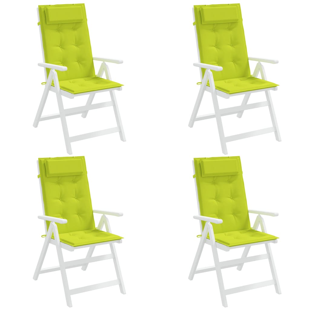 vidaXL Coussins de chaise à dossier haut lot de 4 vert vif