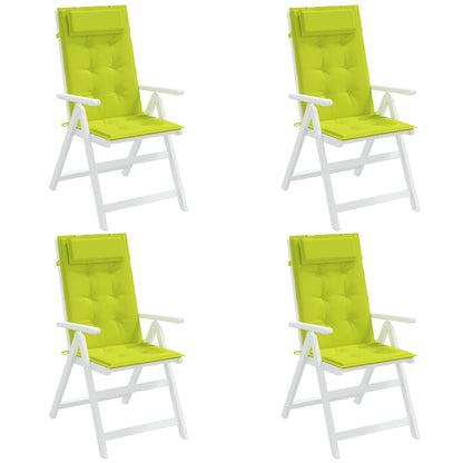 vidaXL Coussins de chaise à dossier haut lot de 4 vert vif