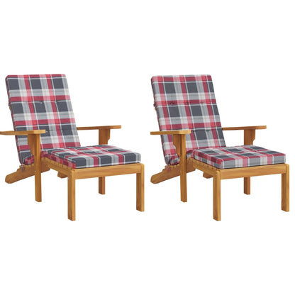 vidaXL Coussins de chaise longue lot de 2 motif à carreaux rouges