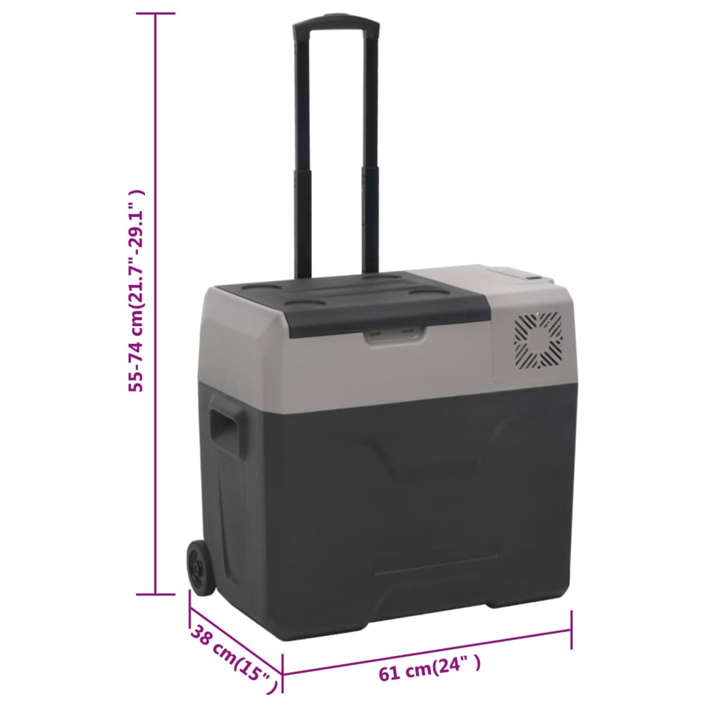 vidaXL Glacière avec roue et poignée noir et gris 50 L polypropylène