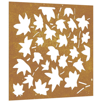 vidaXL Décoration murale jardin 55x55 cm acier corten design feuille