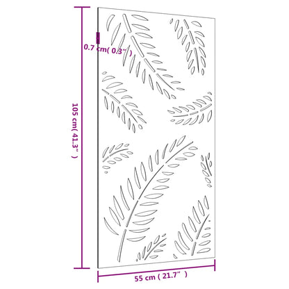 vidaXL Décoration murale jardin 105x55 cm acier corten design feuille