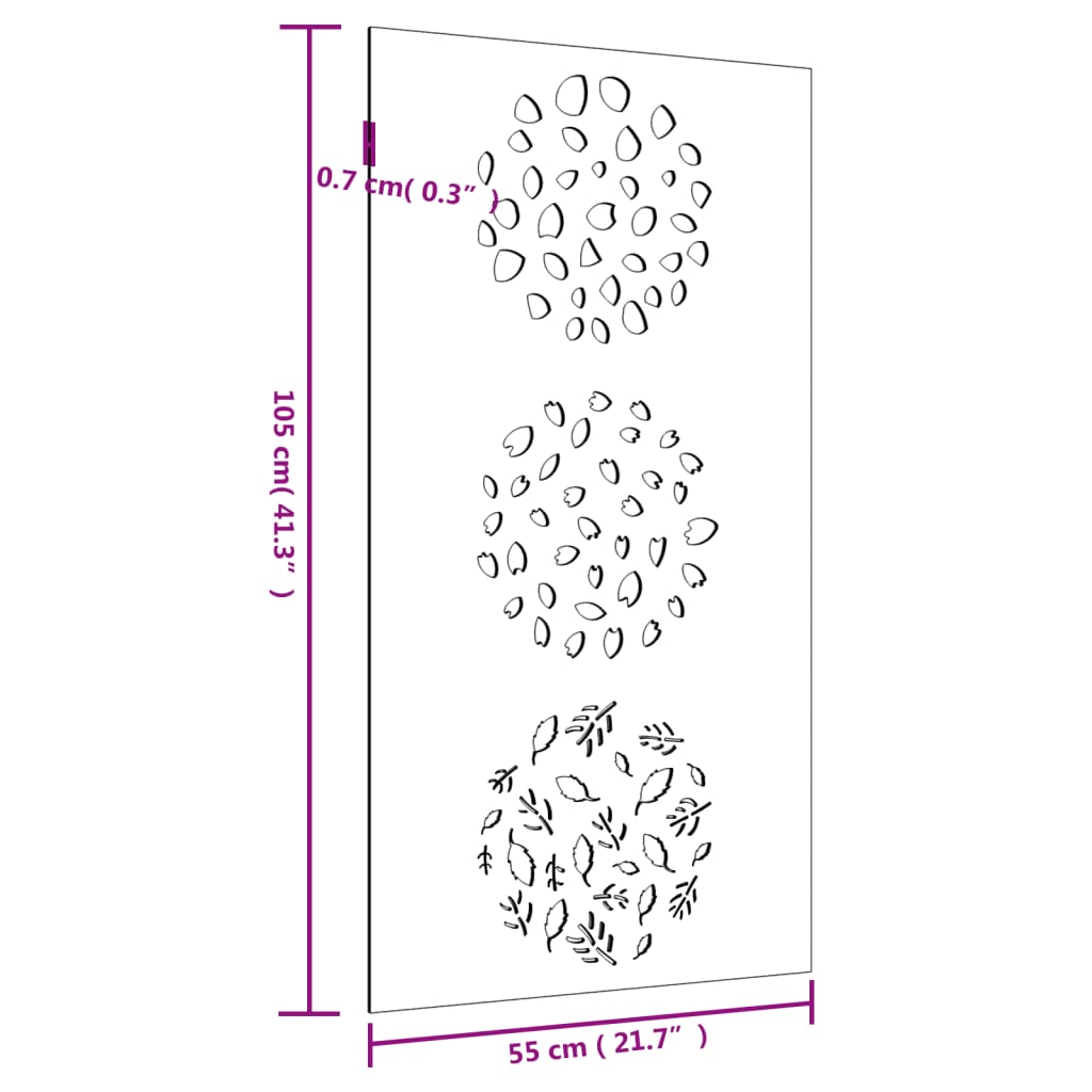 vidaXL Décoration murale jardin 105x55 cm acier corten design feuille