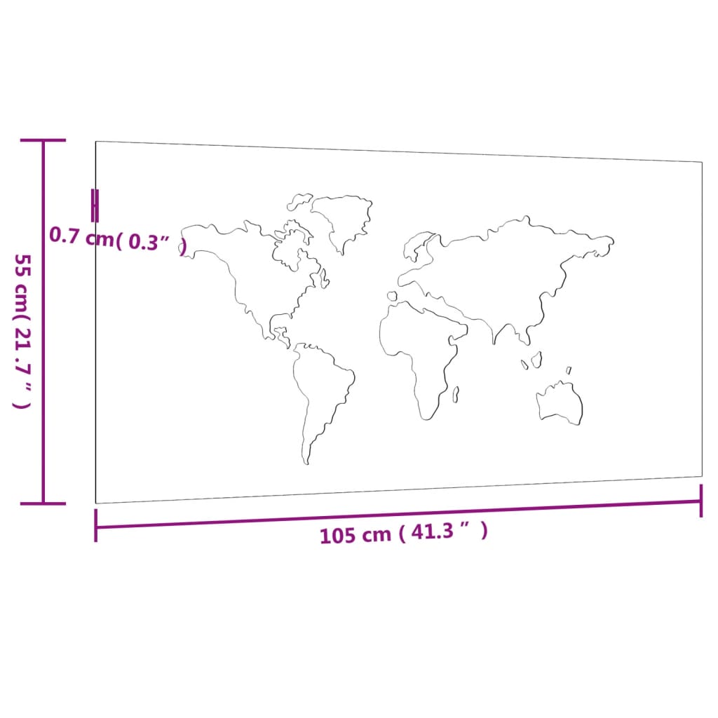 vidaXL Décoration murale jardin 105x55 cm design de carte du monde